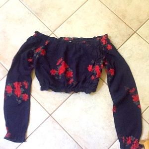 Red and Blue floral top